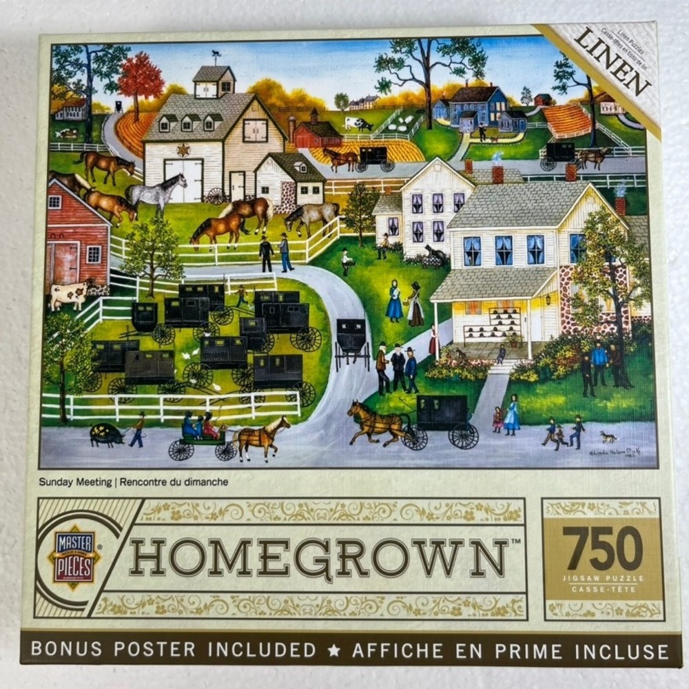 MasterPieces Homegrown‎ 'Sunday Meeting' 750 Pc Jigsaw Puzzle Poster Complete
